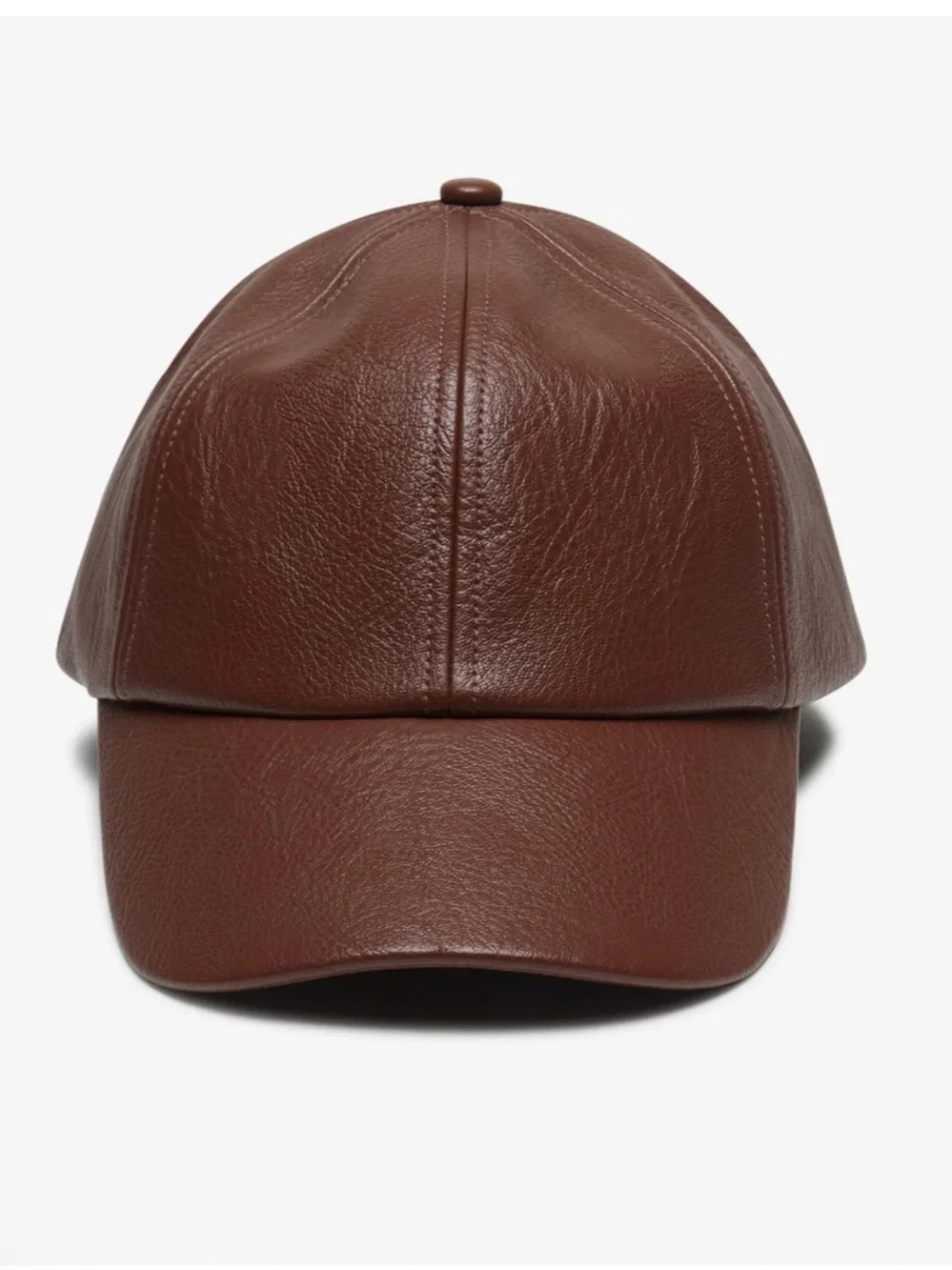Anthropologie Brown Faux Leather Baseball Cap